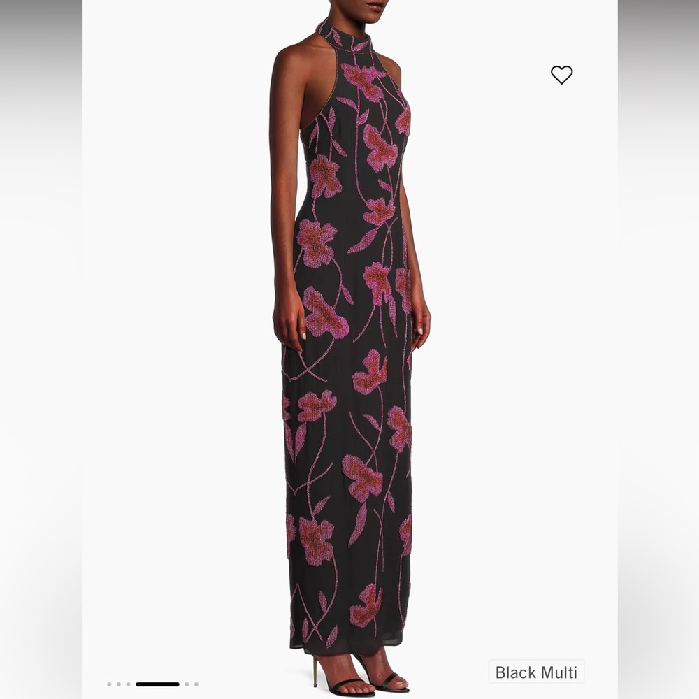 Aidan Mattox Black and Pink Maxi Pencil Skirt